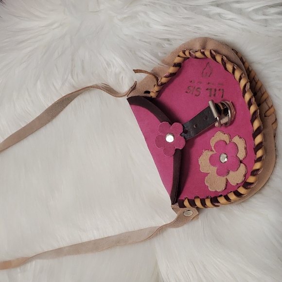 Purse pink leather hand crafted - Picture 3 of 12